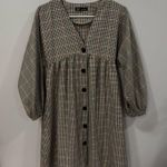 ZARA V-Neck Plaid Button Long Sleeve Dress XS EUC Photo 2