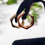 Gold Greek Key Huggie Hoop Earrings Photo 2