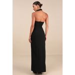 Lulus NWT  Seraphina Black Asymmetrical Column Maxi Dress Dinner Gala Size S Photo 2