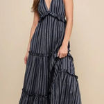 Lulus NWT  Women's Medium Halter Maxi Dress Small‎ Blue Striped Summer Casual Photo 0