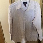 Denim&Co Purple seersucker Striped Shirt medium White Photo 0