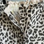 J.Crew  Ruffle Waist Leopard Print Linen Pants in Ivory Size 2 Photo 4
