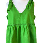 Who What Wear Linen Kelly Green High Waist Top Blouse LARGE Summer Flowy NWOT Photo 0