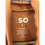 SO  Brand Top Women's S Boho Long Sleeve Ribbed Ruffle Trim Mock Neck Shirt Brown Photo 5