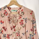 Karlie  Pink & White Stripe Floral Bell Sleeve Long Sleeve Top S Photo 2