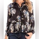 Miss Me  Garden Goddess Black Floral Semi Sheer Blouse Photo 0