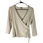 Ann Taylor  Beige Long Sleeve Wrap Style Dressy Blouse Women Sz M Photo 0