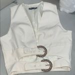 SheIn  Ivory Vest with Embellished Buckles Photo 0