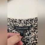 Eileen Fisher  Sweater L Black White Fuzzy Cross Open back Chunky Casual Travel Photo 3