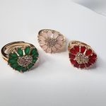 Pink Zirconia Heart Shaped Ring Gold Plated Adjustable New Photo 8