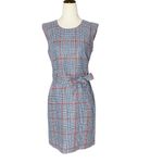 J.Crew Houndstooth Plaid Linen Shift Dress Photo 1