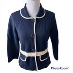 Kate Spade  Mayson Wool Sweater Jacket in Midnight Navy and Cream Size 8 Photo 97