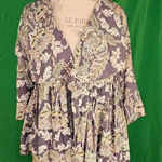 Jaase  Womens Blue‎ Gray Floral Babydoll Shirt Top Blouse Small Photo 0