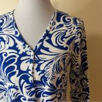 Chico's Chico’s Scrolls Henley Side Slit Tunic Top in Intense Azul Blue NEW 0/ SMALL Photo 3