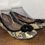 Lindsay Phillips  LIZ Snakeskin Print Flower Slip On Leather Ballet Flat Shoes Photo 0