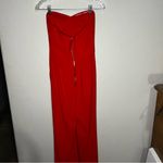 Naven Bebe x Elegant Red Strapless Sweetheart Front Slits Jumpsuit Photo 5