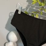 SheIn Bikini Black Solid Ribbed High Waist Swimsuit Bottom Womens M Photo 2