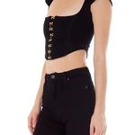 Are You Am I Zinha Crop Corset Tee Top in Black Photo 3