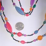 Vintage Black Pink Yellow Colorful Boho Beaded Retro Necklace Photo 3
