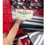 Vtg Fire Islander 1980s Womens Shirt Sz 44 USA Patch Dagger Collar Geometric Y2K Red Photo 7