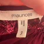 Maurice's Burgundy Lace Swiss Dot Peasant Blouse Photo 6