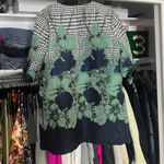 Anthropologie Eva Franco houndstooth navy rose floral open front kimono jacket Photo 17