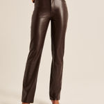 Abercrombie & Fitch Abercrombie The 90s Straight Ultra High-Rise Leather Pants Faux Brown Photo 0