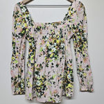 Tuckernuck  Floral Smocked Square Neck Peasant Blouse Pink Multicolor Women's S‎ Photo 0