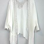 Hummingbird  Open-Front Cardigan Shawl with a Lace Lattice Trim White Photo 0