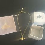 Vivienne Westwood *NEW*  Gold Necklace Planet Pendant and Chain with Box & Bag Photo 1