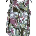 Tahari  100% Linen Top Women’s Lg Tropical Floral Sleeveless Button Up Resort Photo 0