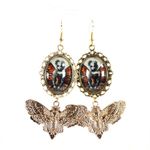 Handmade Gothic "Sunset Ember" Gothic Butterfly Fairy Earrings with Gold Moth Charms Photo 4