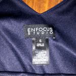 Enfocus Studio  Sleeveless Navy Blue Drape Dress with Lace Bottom Size 6 Photo 4
