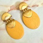 P.E.P vintage satin brushed gold tone yellow statement post earrings Photo 0