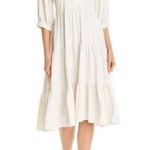 Amanda Uprichard  Saffron Dress 3/4 Sleeve Ruffle Tiered Midi white xs Photo 5