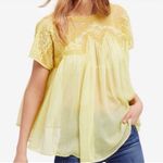 Free People Beaded Sequin Floral Star Lace Sheer Flowy Yellow Top Photo 1