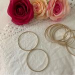 Elegant Gold Bangles Thin Straight Line Flat Classy Boho Bracelet Set in EUC Photo 3