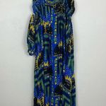 Anthropologie Incerti bright blue green and yellow strappy bandeau dress. XL Photo 10