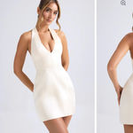 Oh Polly Halterneck Structured Tulip Mini Dress in Ivory Photo 1