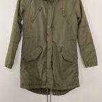 American Eagle  Parka With Hood Military Green Faux Fur Quilted Lined Size XS Photo 2