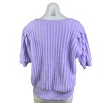 FRNCH Cashmere Purple Wool Knit Rib Short Puff Sleeve Sweater Shirt Blouse Top L Photo 1