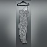 Cinq à Sept NEW Cinq A Sept Christel One-Shoulder Asymmetric Silk Midi Dress Zebra Print 8 Photo 6