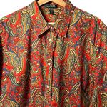 Ralph Lauren Lauren  Womens Paisley Oversized Button Up Top Size 3X Office Preppy Photo 1
