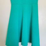 Women's Bright Green Textured Stretchy Fit & Flare Mini Dress Sundress | Size S Blue Photo 3