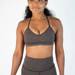 Fleo Reinette Racerback Sports Bra in Limited Edition Taupe Black Size Medium Brown Photo 0