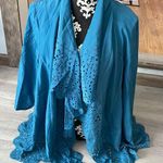 Dennis Basso DENNIS by Teal Color 3/4 Sleeve Blouse Cardigan Size Large Photo 0