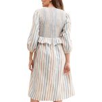 Frances Hart Maternity Maritza Dress Smocked Multicolor Striped Cotton Sz Large White Photo 2