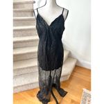 Lulus  Glitter Sweetheart Illusion Sheer Maxi Gown Scalloped Trim Photo 2