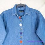 Vintage Luna Pier *stained" long sleeve jean shirt Independence Day, size M Blue Size M Photo 1