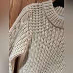 ZARA Fitted Chunky Cable Knit Crew Neck Pullover Sweater in Cream Size Small Photo 7